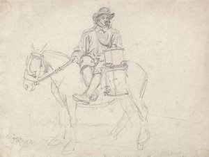 A Farmhand Riding Side-Saddle, Carrying an Urn by James Ward